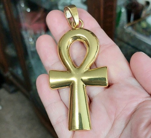 Large gold ankh egypt - gold, key