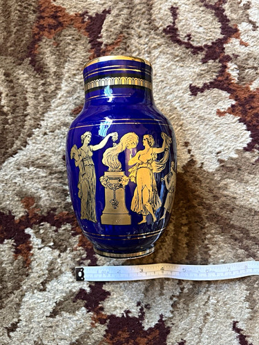 Blue gold ceramic decorative - blue,