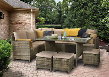Signature Weave Outdoor Garden Corner Dining Sofa Table Set Brown RRP £1212