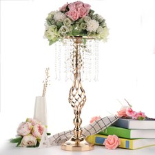 Metal Wedding Table Centerpieces Crystal Flower Vase Stand Party Decor 54cm Tall