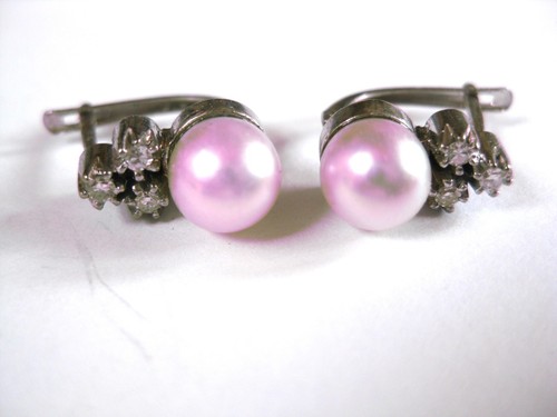 White gold 585 earrings with - white,