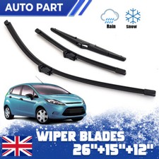 FOR FORD FIESTA MK7 2008-2016 Front & Rear Windscreen Wiper Blades Kit 26"15"12"