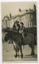 Mother with Little Girl on Pony Real Photo Vintage Social History Postcard K26