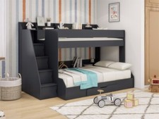 Triple Bunk Bed With Shelves - Drawer - Harvard Small Double - Staircase Storage