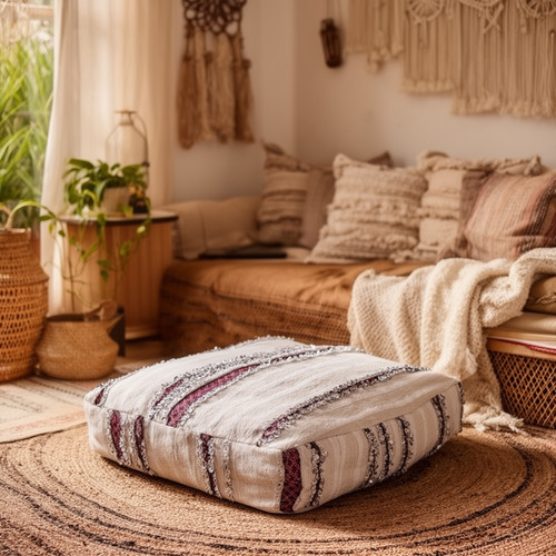 Vintage moroccan kilim pouf - vintage,