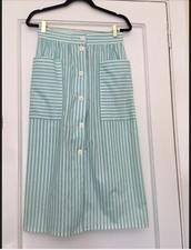 Mister Leonard By Len Wasser striped vintage pastel button front Midi skirt uk10