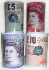 £5 £10 £20 £50 Pound Note Design Kids Money Box Tin Saving Cash PIggy Bank Box N