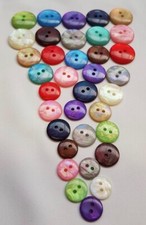 2 Hole Iridescent Flat Buttons