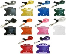 Plain Lanyard Neck Strap metal clip Lanyard With ID Badge Card Holder  Staff