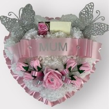 Heart Artificial Funeral Flowers Wreath Memorial Grave Tribute dad brother