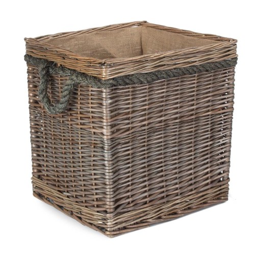 Wicker square rope handled log - square,