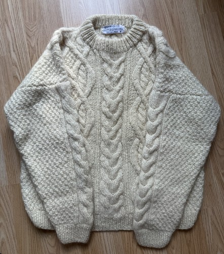 Vintage handknitted cream aran - vintage,