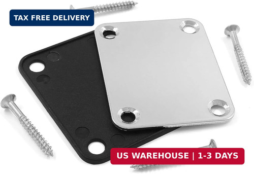 Silver bass guitar neck plate - neck,
