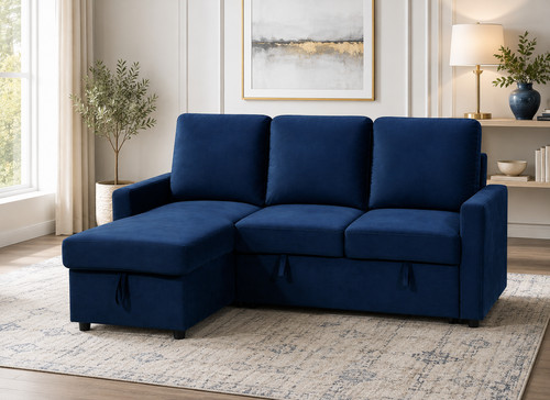 Navy blue velvet - blue, kuta