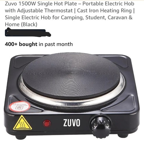 Zuvo single hot plate 1500w - single,