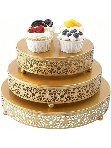 3pcs luxury gold - metal, round