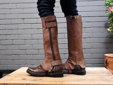 Boba Fett Leather Boot Covers Bo-Katan Mandalorian Cosplay Brown Costume Gaiters