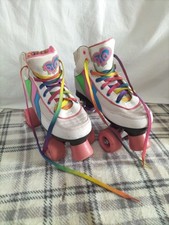 SFR Rio Roller Skates Candi Size UK 4/ EU 37 Rainbow Multi-coloured With Pads