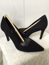 Italian Designer Ash Black Kidsuede Leather Court Shoes Heels UK 3 UR 36 BNIB
