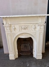 Cast Iron Period Fireplace Surround and Fire Grate and Mantle Vintage
