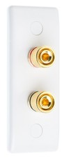  Speaker Wall Face Plate White Architrave 2 Gold Binding Posts 