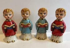 4 Vintage Retro Christmas Choir Boys Paper Mache Figures Japan Nativity MCM