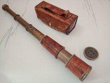 16" Brass Marine Nautical Pirate Spyglass Scope Telescope W/Designer Leather Box