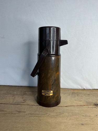 Vintage large brown thermos - vintage,