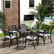 Vintage Bistro Set Cast Aluminium Furniture Outdoor Garden Patio 6 Chairs Table