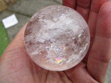 Crystal Ball Quartz Clear Polished Scrying Rock Natural Sphere Rainbows 45 mms
