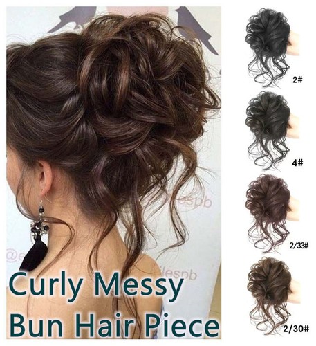 Curly real human messy bun - real, as