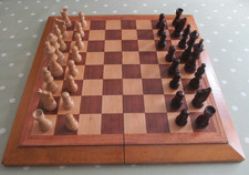 VINTAGE WOODEN TRAVEL CHESS