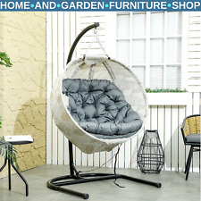 Hanging Egg Chair Outdoor Indoor Garden Swing Chair with Folding Basket & Stand