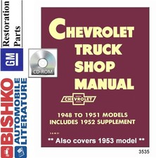 1951 1952 1953 Chevrolet Pickup Truck Shop Service Repair Manual CD OEM Guide