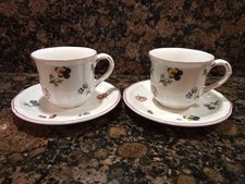 2 Villeroy & Boch ' Petite Fleur ' Espresso demitasse coffee cups & saucers New 