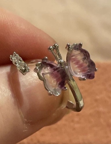 Purple fluorite crystal ring - purple,