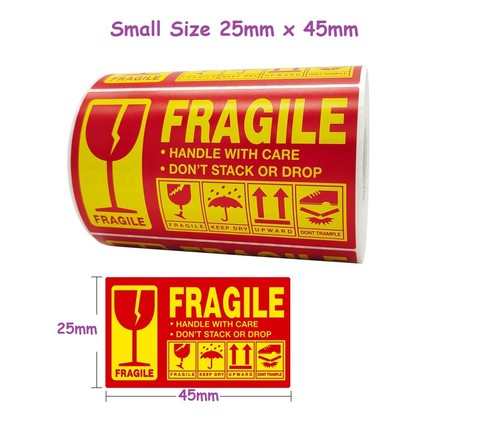 Fragile stickers roll 25x45mm - stickers,
