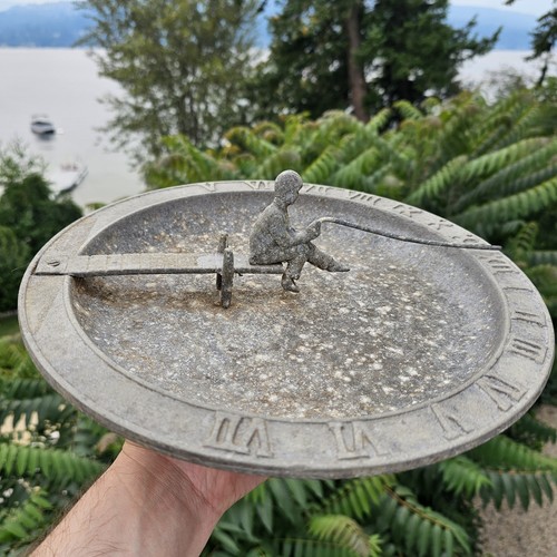 Vintage fisherman sundial - sundial, bird