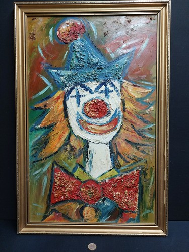 Vintage laughing clown oil - vintage,
