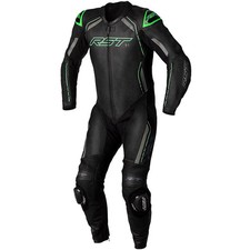 RST S1 CE One Piece Leather Suit Motorbike Motorcycle - Black Grey Neon Green 