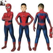 Child Spiderman Tobey Maguire Cosplay Costume Kids Jumpsuit Zentai Suit Boys 