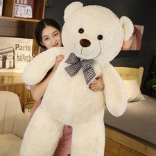 105cm Extra-Large Teddy Bear Plush – Soft Hugging Pillow, White/Pink/Brown, gift