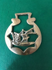 VINTAGE SOLID BRASS HORSE BRASSES   PLOUGH   7.5   X  9  CM