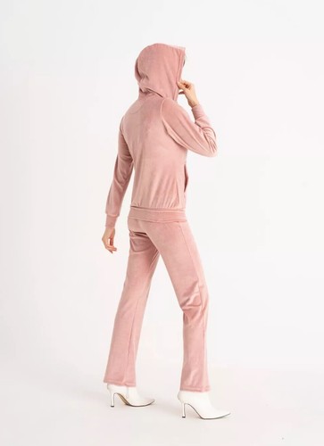 Pink velour hooded - pink,