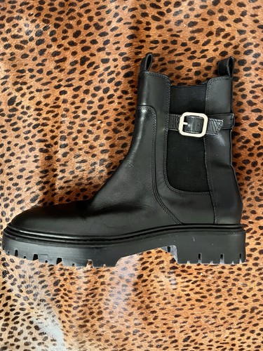 Zara black leather ankle - ankle, boots