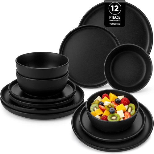 Vancasso black dinner set for - dinner,