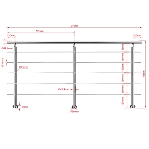Handrail 240cm long - handrail,