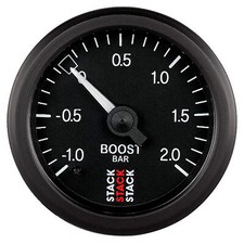 Stack Turbo Boost Pressure Mechanical Gauge -1.0 TO 2.0 BAR - Black