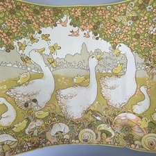 Vintage Wallpaper Roll Horizontal Pastoral Scene Geese Mushroom etc Multicolour