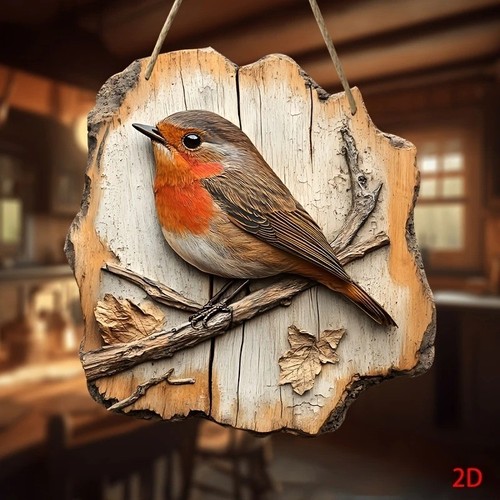 Wooden robin design wall - robin,